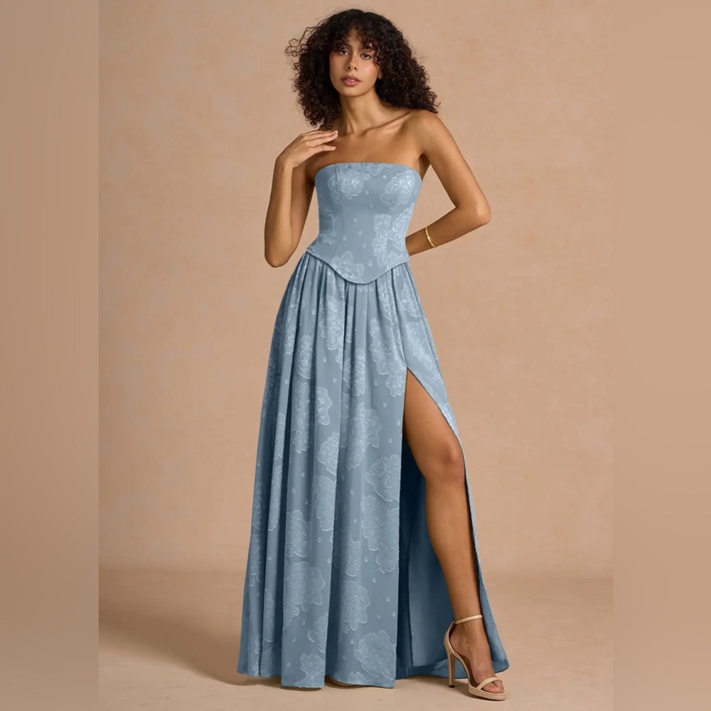 Azazie Strapless Light Blue Dress - Picture 4 of 8